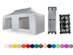 Nůžkový párty stan 3x6 m TENTino SMALL HEXAGON Barva opláštění: 1A - BÍLÁ