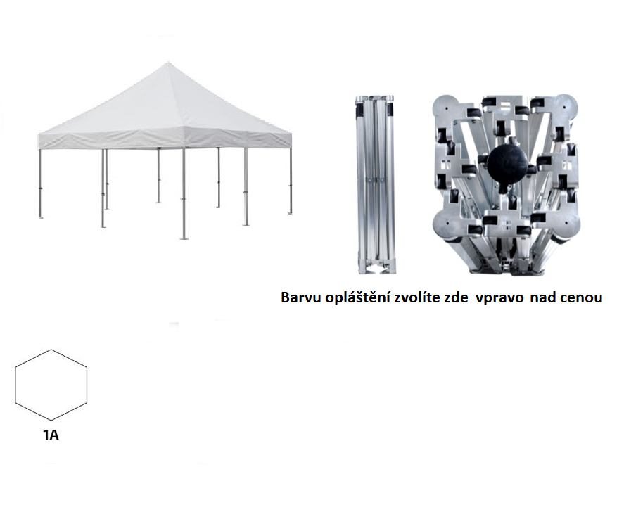 Nůžkový párty stan 5x5 m TENTino BIG HEXAGON EXTREME Barva opláštění: 11A - ČERNÁ